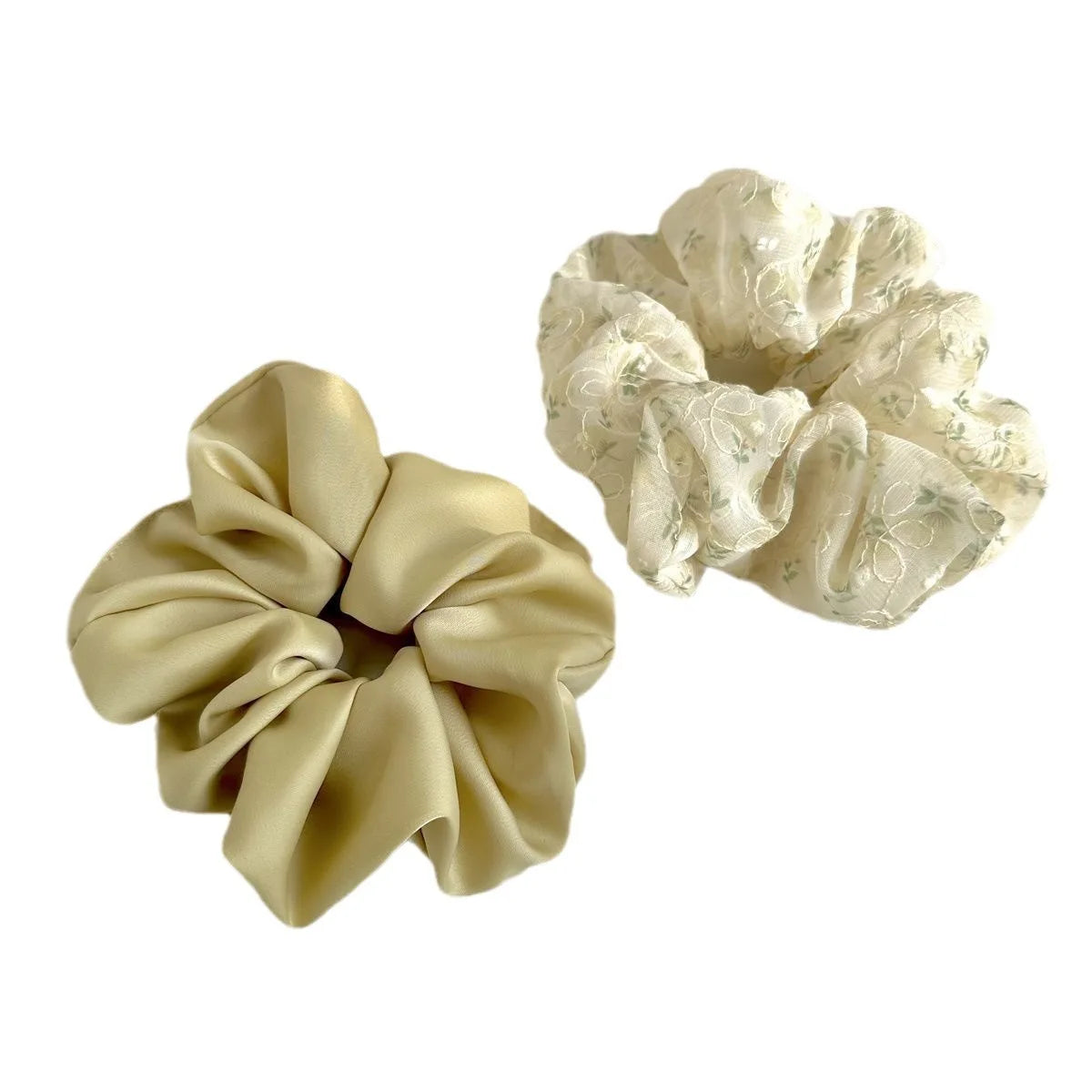 2Pcs Floral Lace Scrunchies – Oversized