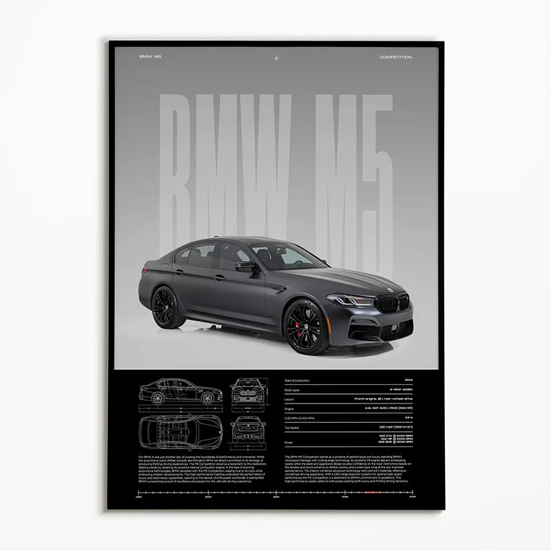 Black & White Classic Car Posters