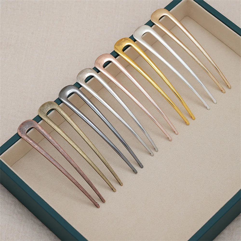 Metal U-Shape Hair Pins – Silver & Gold