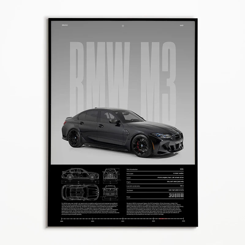 Black & White Classic Car Posters