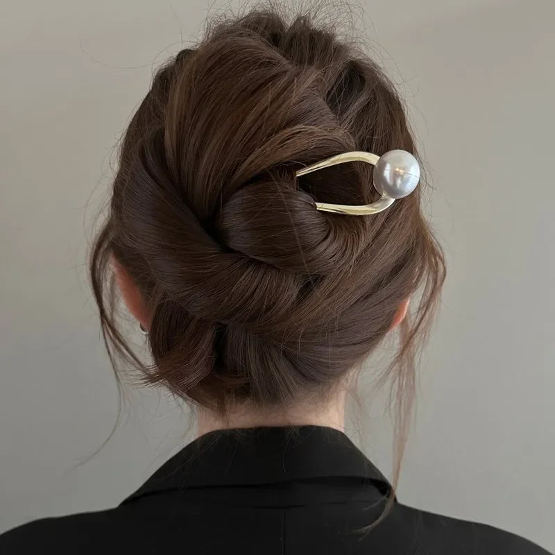 Pearl U-Shaped Hair Pins – Korean Style