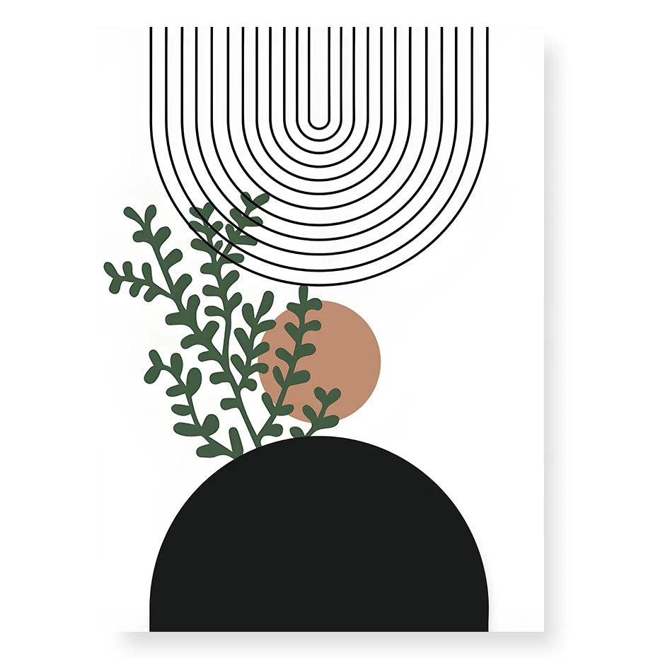 Abstract Green Leaves Wall Art
