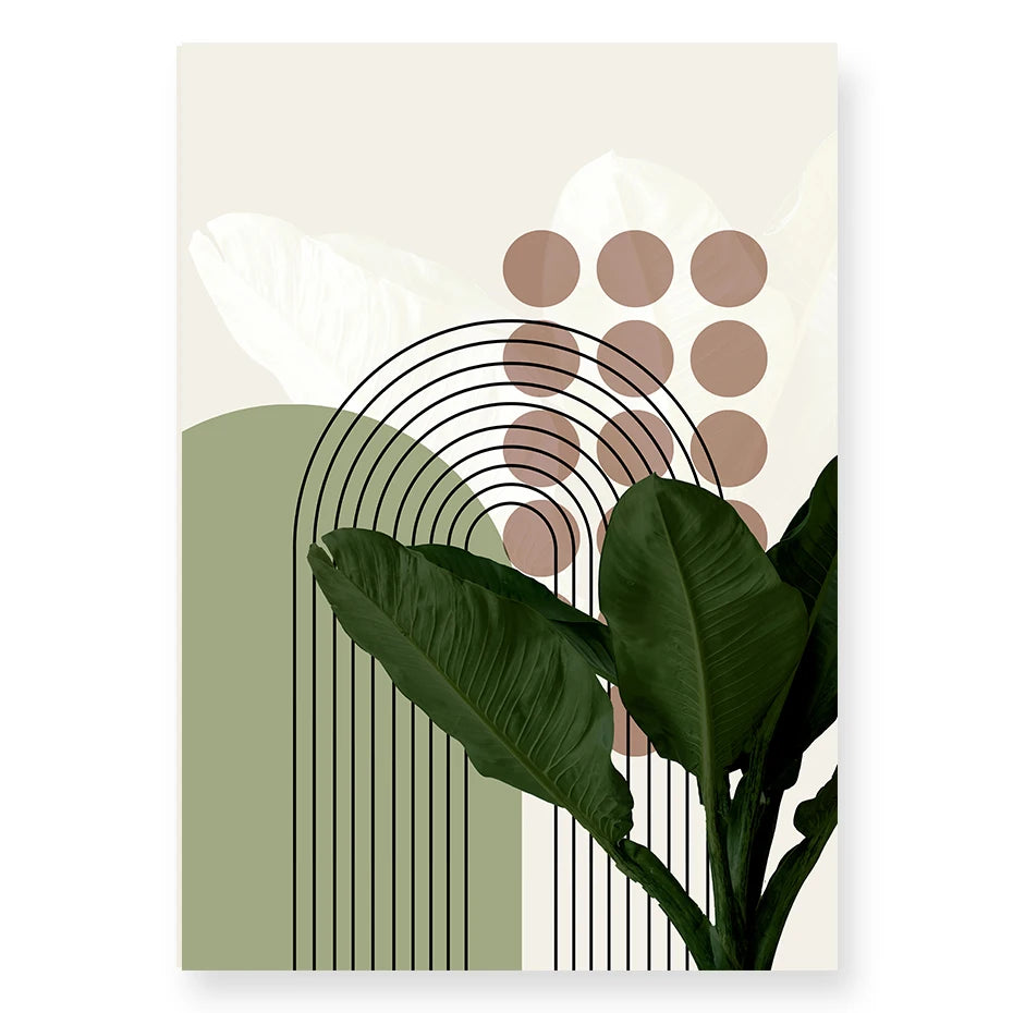 Abstract Green Leaves Wall Art
