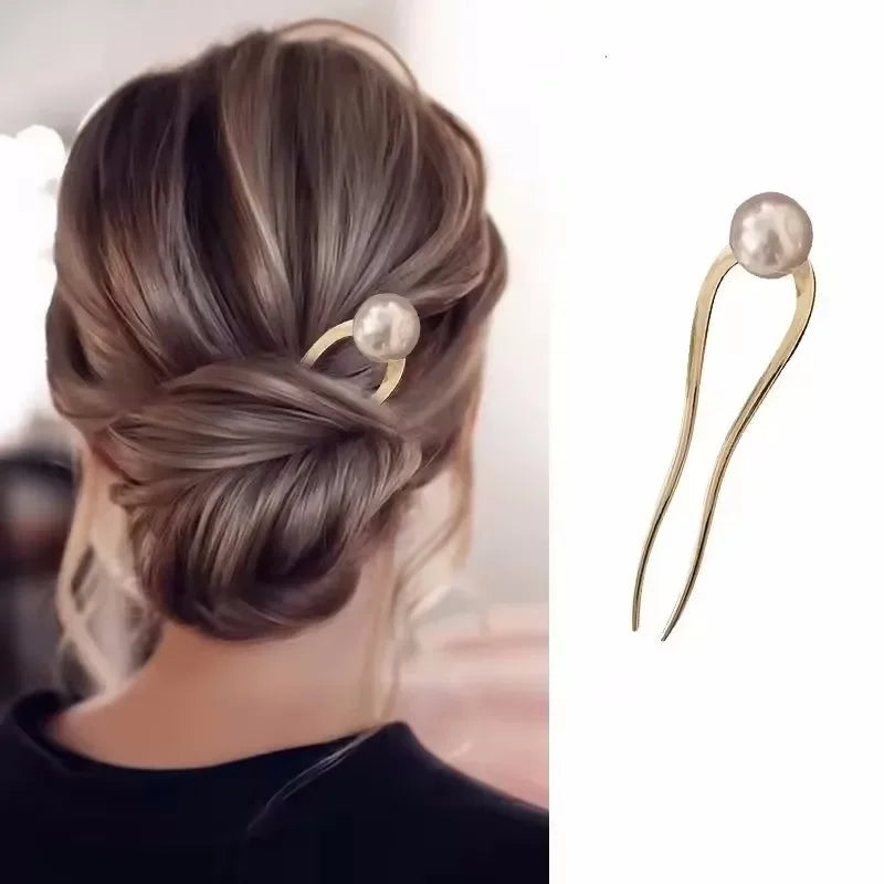 Pearl U-Shaped Hair Pins – Korean Style