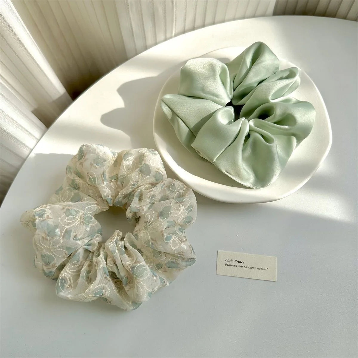 2Pcs Floral Lace Scrunchies – Oversized