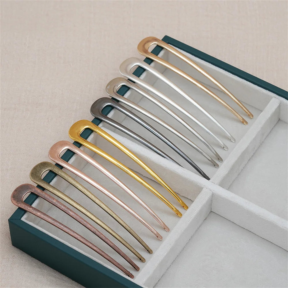 Metal U-Shape Hair Pins – Silver & Gold