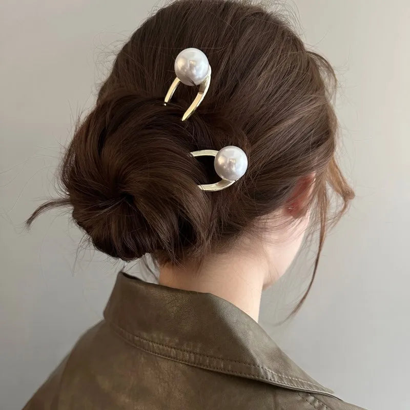 Pearl U-Shaped Hair Pins – Korean Style