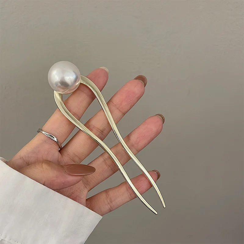 Pearl U-Shaped Hair Pins – Korean Style