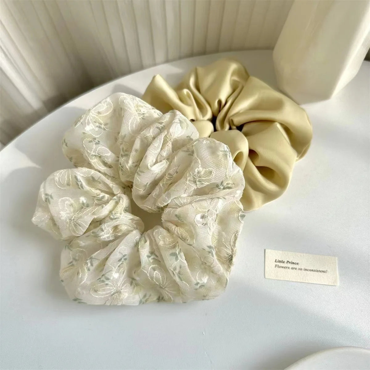 2Pcs Floral Lace Scrunchies – Oversized