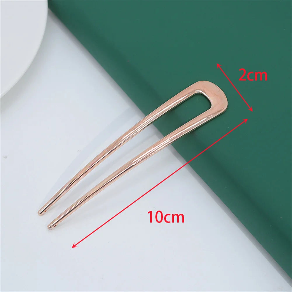 Metal U-Shape Hair Pins – Silver & Gold