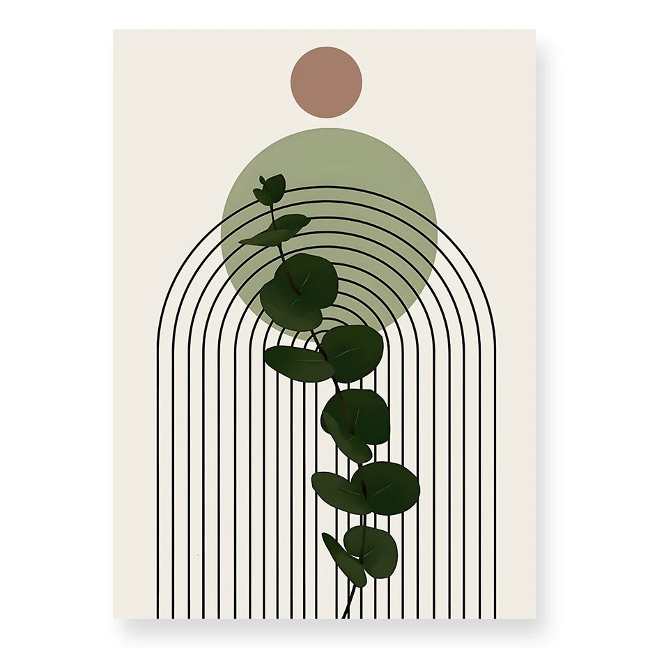 Abstract Green Leaves Wall Art