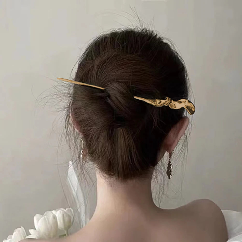 2Pcs Oriental Metal Hairpins – Geometric Design