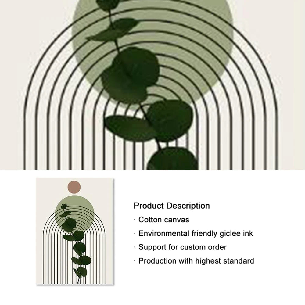 Abstract Green Leaves Wall Art