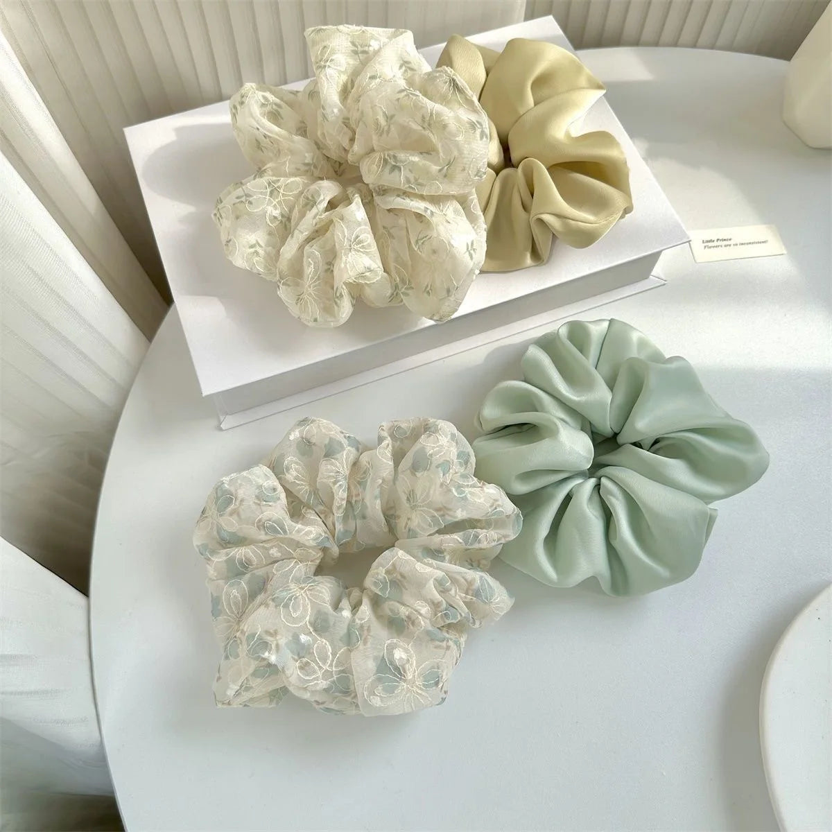 2Pcs Floral Lace Scrunchies – Oversized