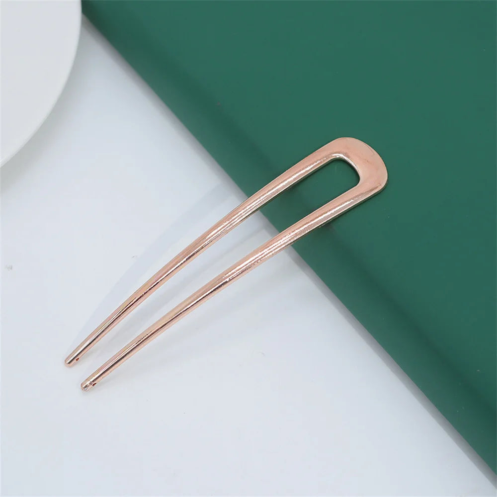 Metal U-Shape Hair Pins – Silver & Gold