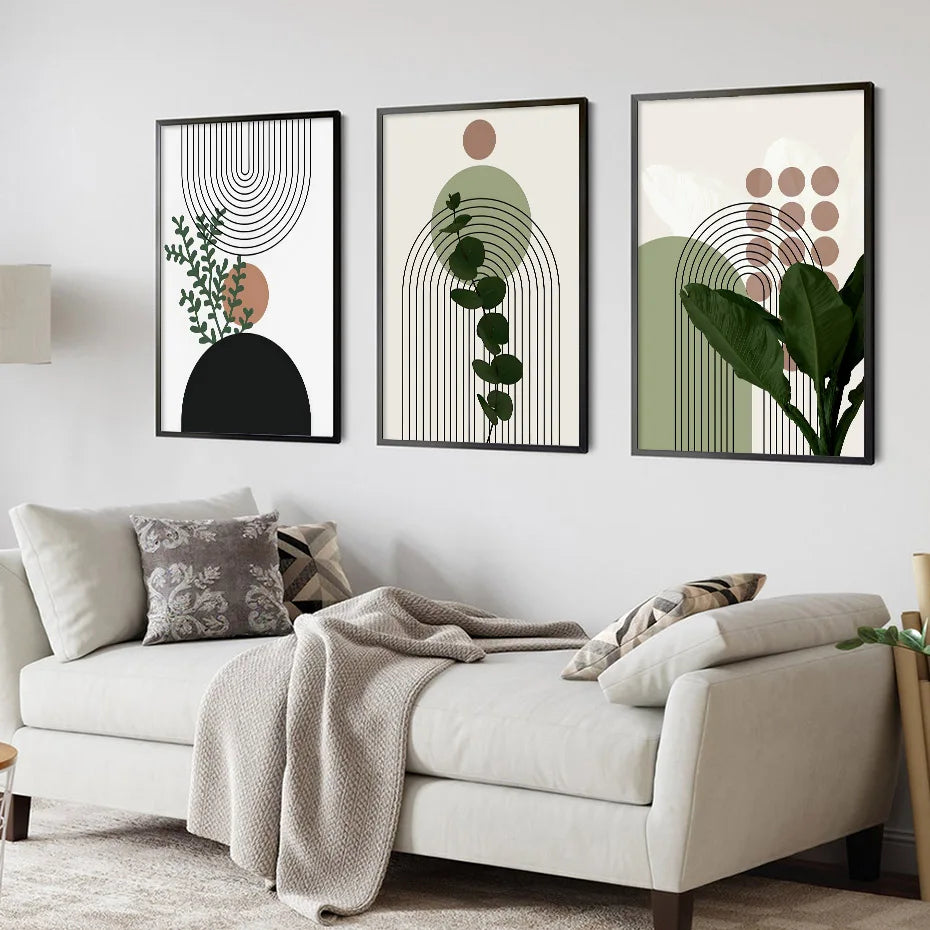 Abstract Green Leaves Wall Art