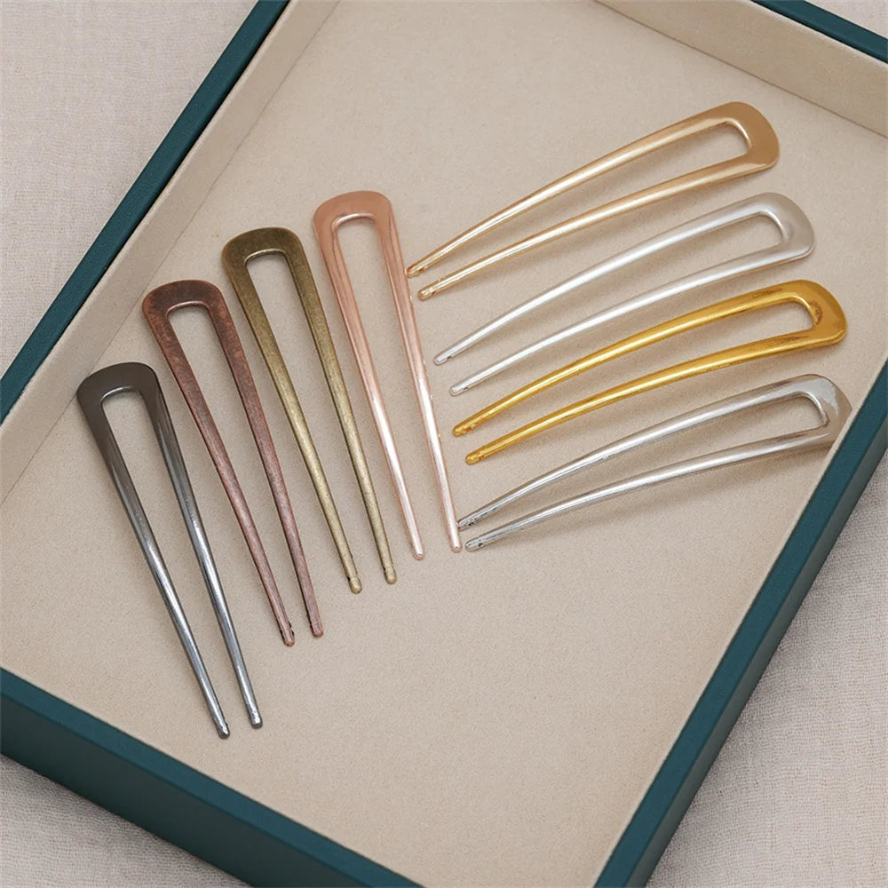 Metal U-Shape Hair Pins – Silver & Gold