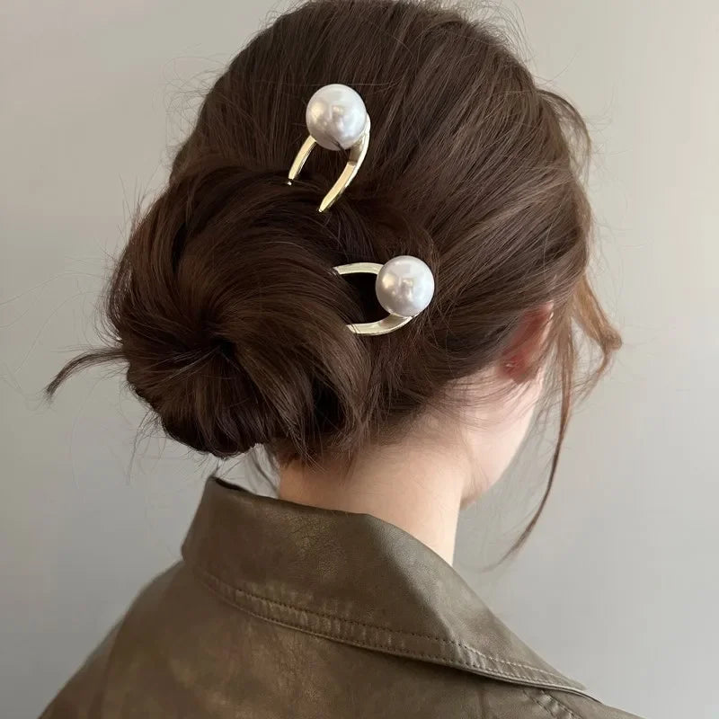 Pearl U-Shaped Hair Pins – Korean Style