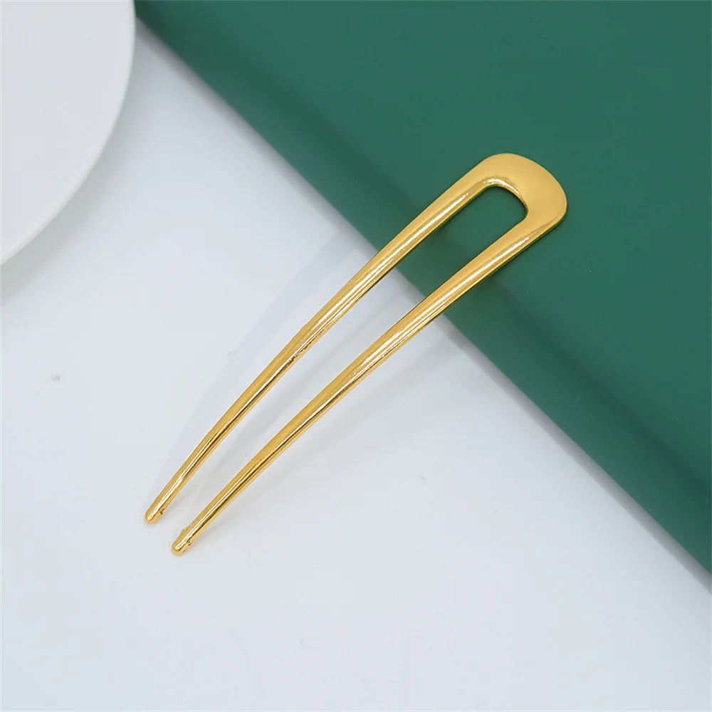 Metal U-Shape Hair Pins – Silver & Gold
