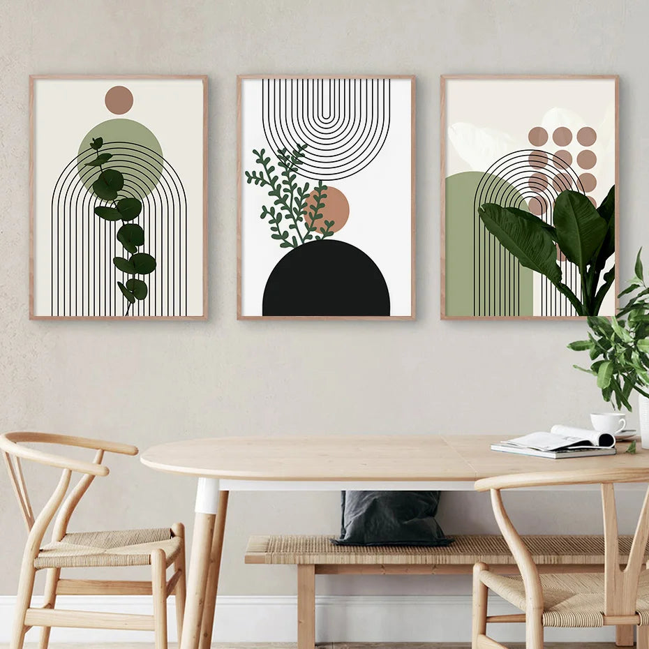 Abstract Green Leaves Wall Art