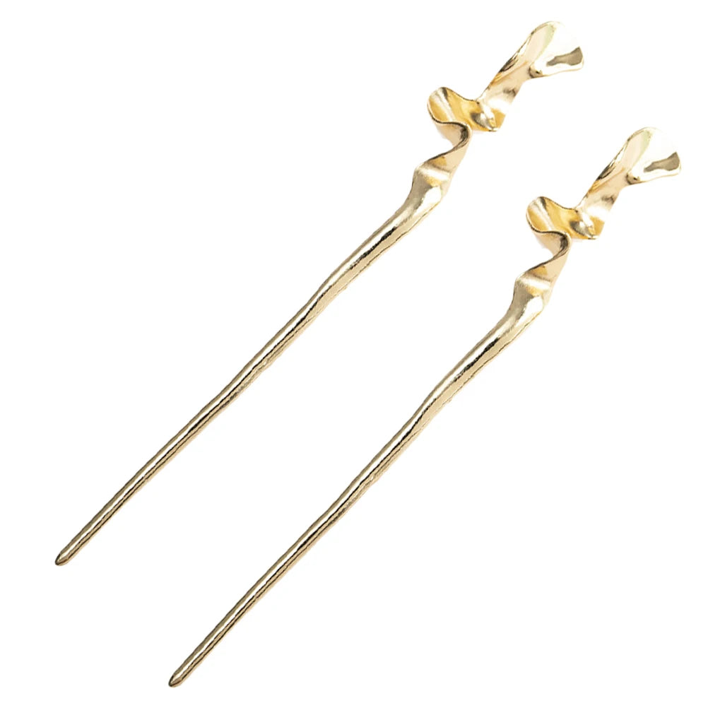 2Pcs Oriental Metal Hairpins – Geometric Design