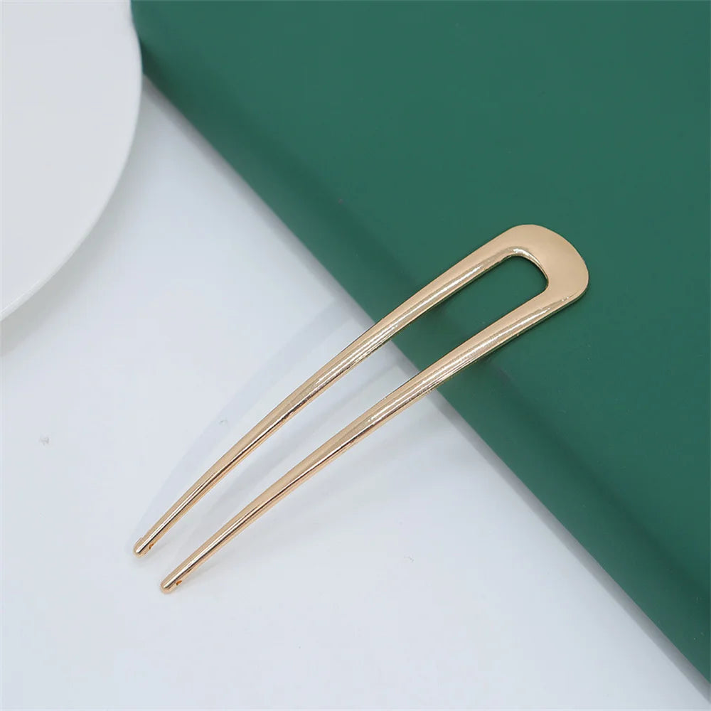 Metal U-Shape Hair Pins – Silver & Gold