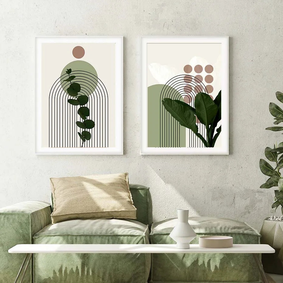 Abstract Green Leaves Wall Art